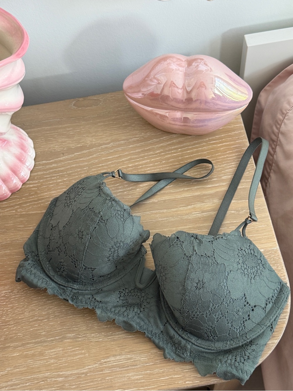 Aerie Olive Lace Balconette Lightly Lined Bra
